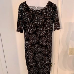 Lularoe Julia dress, small, black with brown floral design